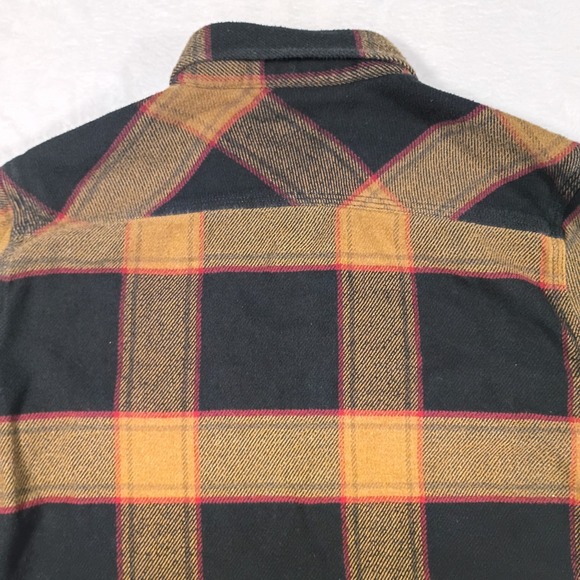 BRIXTON Flannel Shirt Flap Pockets Brown Plaid Men's Size Small - Picture 8 of 10